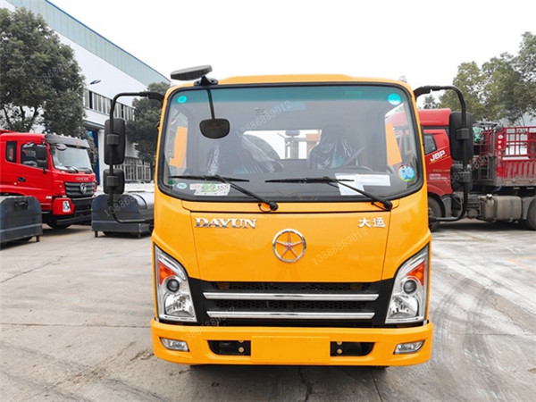 國六大運清障車藍牌一拖二平板清障車